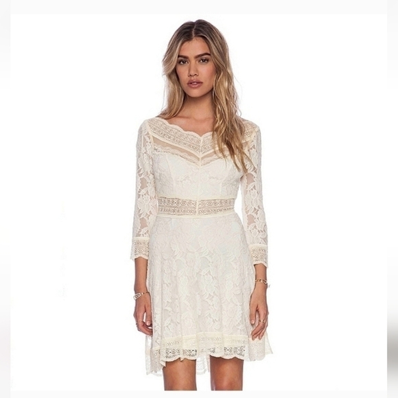 FREE PEOPLE Lacey Affair Dress in Ivory, sz Small - Picture 1 of 16